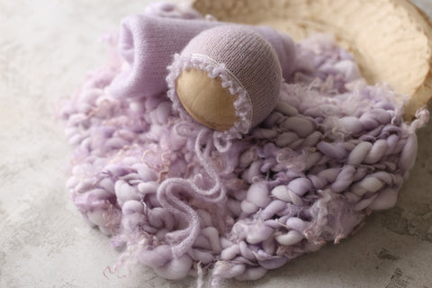 Mimi bonnet, wrap and/or curly layer set | Lavender | RTS