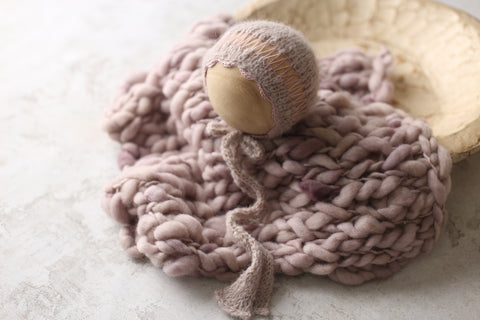 Prairie bonnet and wool layer set | Mauve Dust | RTS