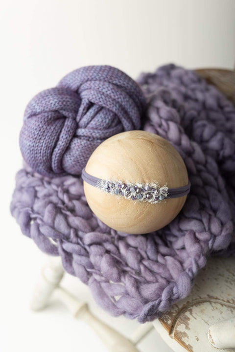 Collab: Golden Stitch headband, wrap and wool layer set | Cool lavender | RTS