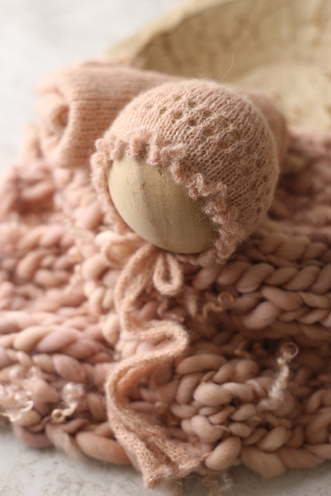 La’Coco bonnet, wrap, mini curly layer set | Pink Stone | RTS