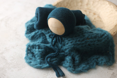 Bonnet, XL wrap and/or Floof layer set | Teal | RTS