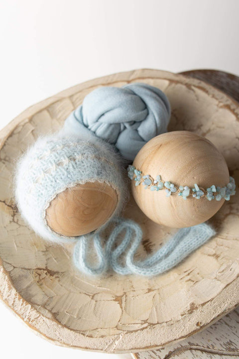 OOAK Golden Stitch halo, wrap, bonnet set | Cloud | RTS