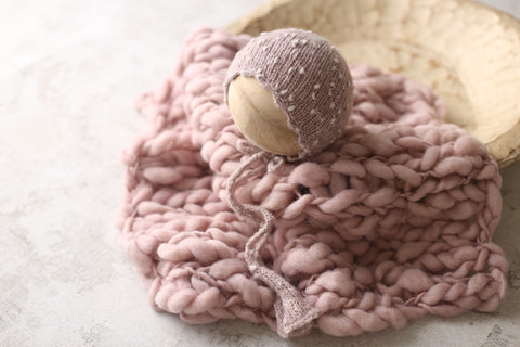 Scalloped bonnet and wool layer set | {Mae Berry} | RTS