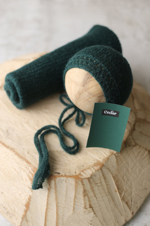 Enola bonnet, knit wrap and/or chunky layer set | {Cedar} | RTS