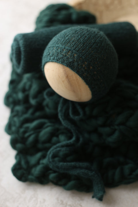 Enola bonnet, knit wrap and/or chunky layer set | {Cedar} | RTS