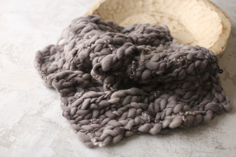 Warm Charcoal mini blanket | Curly | RTS