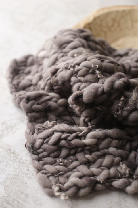 Warm Charcoal mini blanket | Curly | RTS