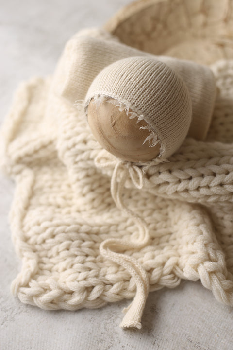 Feather bonnet, wrap and/or layer | Cream | RTS