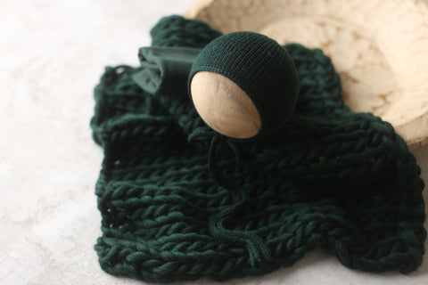 Bonnet, fabric wrap, wool layer set | Evergreen | RTS