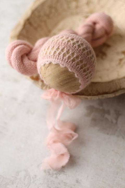 Shoshie bonnet and/or wrap set | Pink | RTS