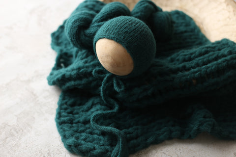 Misha bonnet, wrap and Breezy layer set | Green Teal | RTS